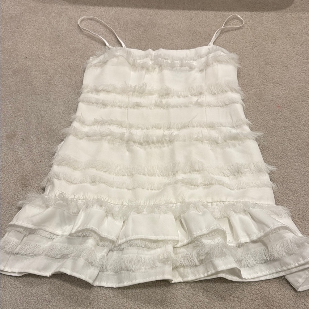 White Fringe Layered Dress